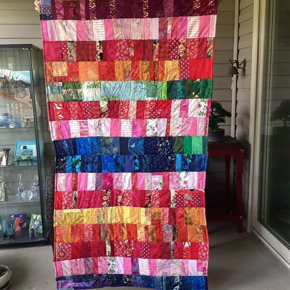 NWT. Hand Crafted Colorful Patchwork Quilt ROYGBIV!
